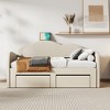 Twin Size Upholstered Daybed with Cloud-Shaped Backrest, Trundle and 2 Drawers - 2 of 4