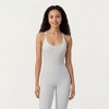 Anna-Kaci Active Women's Scoop Neck Full-Length Activewear Bodysuit with Spaghetti Straps - 2 of 4