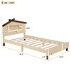 Wood Bed Frame With House-Shaped Headboard Motion Activated Night Lights 300LBS Max Load Easy Assembly Platform Bed - 3 of 4