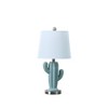 22" Southwest Modern Cactus Plant Ceramic Metal Table Lamp Teal - Ore International: Polyresin Base, Linen Shade, UL Listed - 2 of 4