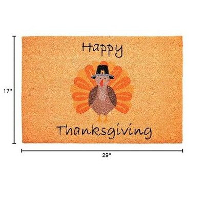 Happy Thanksgiving Coir Doormat with Turkey Design, 17" x 29"