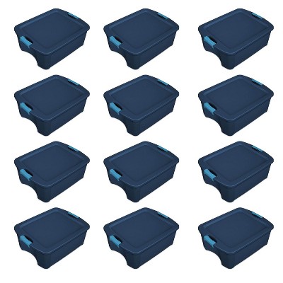 Sterilite 12 Gallon Latch and Carry Storage Tote, True Blue | 14447406 (12 Pack)