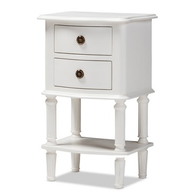 Audrey Finished 2 Drawer Nightstand White - Baxton Studio