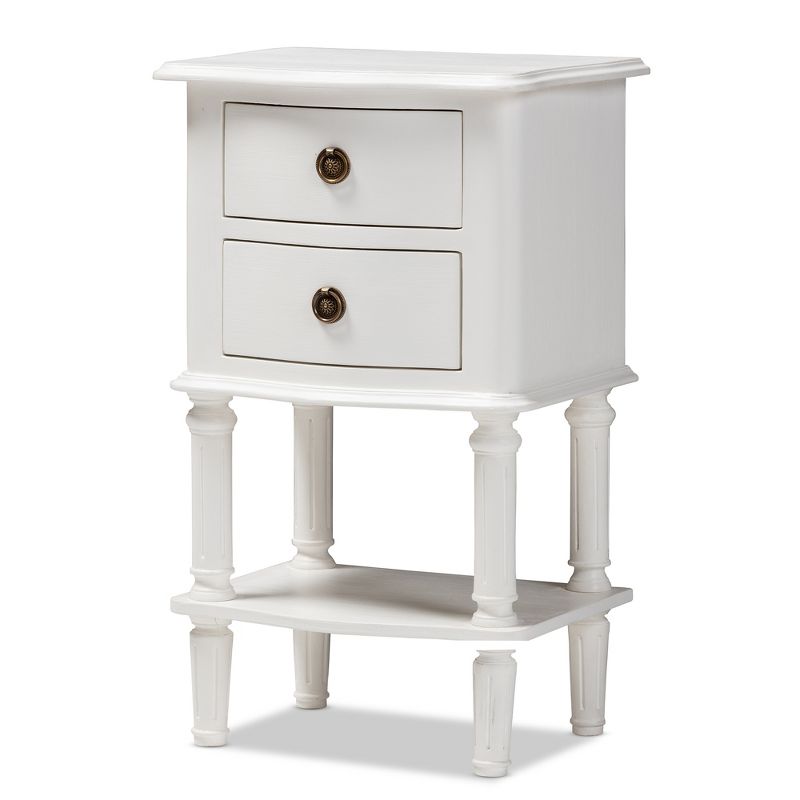 Audrey Finished 2 Drawer Nightstand White - Baxton Studio, 1 of 12