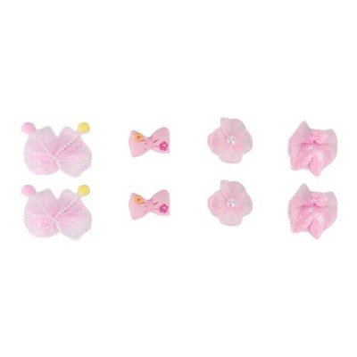 Unique Bargains Women's Cute Flowers Bow Hair Clips Light Pink 8 Pcs