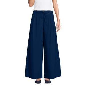 Lands' End Women's Poplin Mid Rise Pleated Slouchy Pants - 1 of 4