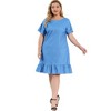 Agnes Orinda Women's Plus Size Cross Back Ruffle Hem Formal Chambray T-Shirt Dresses - 4 of 4