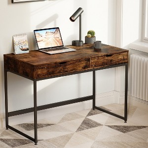 Bestier 43 inch Computer Desk with 2 Drawers, Small Writing Table with Metal Frame for Home Office - 1 of 4