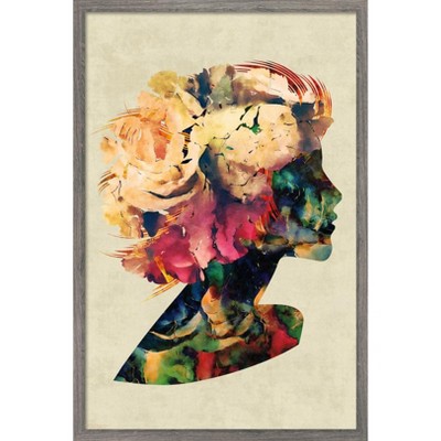 Trends International Floral Portrait of Woman Framed Wall Poster Prints