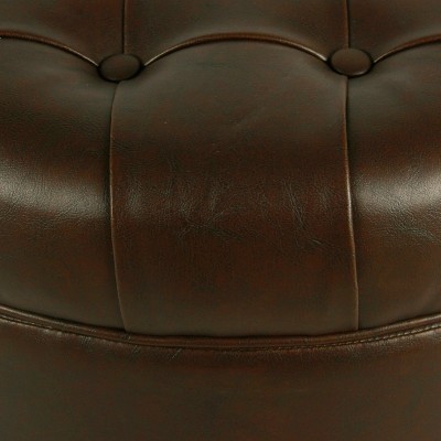 Elegant Tufted Faux Leather Round Ottoman with Storage