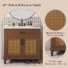 Mshliw 36" Free-standing Rattan Bathroom Vanity with Ceramic Sink, Soft Close Doors, Solid Wood Legs, 3 Drawers - 2 of 4