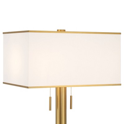 72" Tall White Linen Shade Gold Floor Lamp