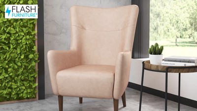 Sophisticated Dark Brown Faux Leather Wingback Accent Chair