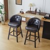 33.25" Faux Leather Armless Swivel Counter Stool (Set of 2) with Button-Tufted Backrest and Adjustable Feet for Home Bar - 3 of 4