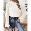 Women's Mock Neck Sweater Bell Sleeve Short Crop Pullover Top For Fall And Winter - 3 of 4