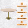 LeisureMod Verve Mid-Century Modern 48" Round Dining Table with MDF Top and Brushed Gold Pedestal Base for Dining Room and Kitchen - 2 of 4
