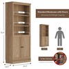 VAUXHILL & CO. Halston Standard  Bookcase with Doors, Adjustable Storage Display Shelving Unit for Home & Office, 72.6" H x 31.5" W x 14.5" D, Oak - 4 of 4