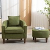 Modern Accent Chair with Ottoman, Comfy Reading Chair,Upholstered Single Sofa Side Chair, Club Tub Round Armchair for Living Room Bedroom Office - 2 of 4