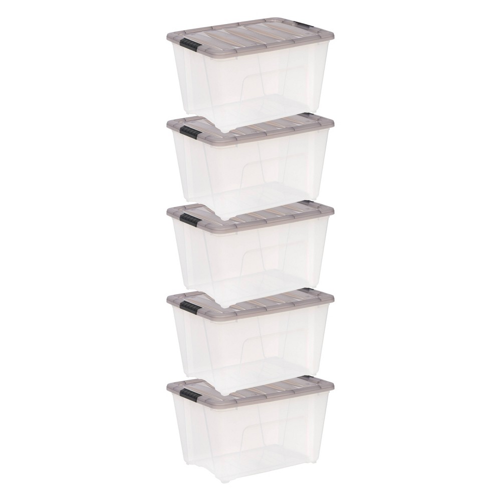 Photos - Clothes Drawer Organiser IRIS 53.5qt 5pk Stack and Pull Plastic Storage Bin 