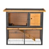 PawHut Wooden Rabbit Hutch Metal Frame Small Animal Habitat with No Leak Tray, Asphalt Openable Roof,Ramp and Lockable Door for Outdoor Light Yellow - 4 of 4