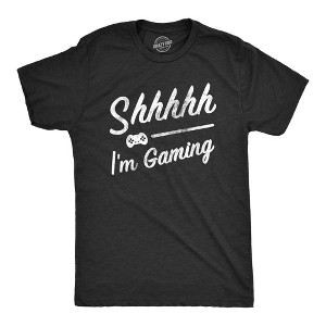 Mens Shhhh Im Gaming T Shirt Funny Video Gamer Quiet Tee For Guys - Crazy Dog Men's T Shirt - 1 of 4