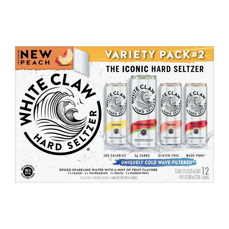 White Claw Hard Seltzer Variety Pack No. 2 - 12pk/12 fl oz Slim Cans, 3 of 12