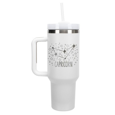 100 North Capricorn Zodiac Astrology Star Sign Wrap-Around 40 Oz. Stainless Steel Water Bottle Coffee Mug, Spill & Leak Resistant, Travel Tumbler with