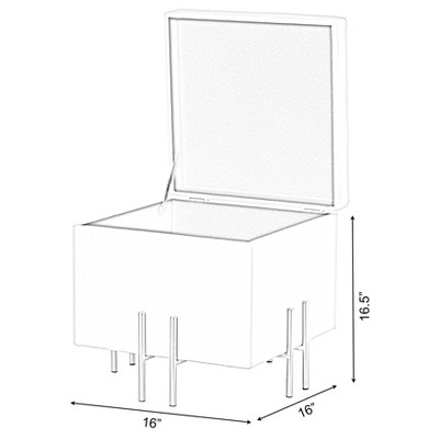 Ivory Velvet Storage Ottoman with Rose Gold Legs