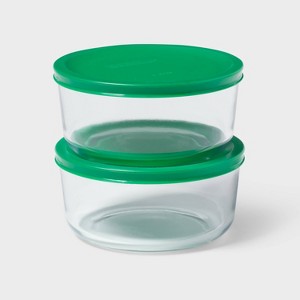 4pc (set of 2) 4c Round Glass Food Storage Container Set - Room Essentials™ - 1 of 3