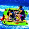 WOW Watersports Big Bazooka Steerable 1 to 4 Person Inflatable River Lake Towable Tube Float with Double Webbing Handles and Nylon Cover - 2 of 4