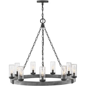 Hinkley Sawyer 30" Wide Aged Zinc Ring Wagon Wheel Outdoor Chandelier - 1 of 1