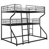 NicBex Twin XL over Full XL Bunk Bed Metal Frame Triple Bed Frame with Guardrails, Long and Short Ladders, No Box Spring Required, Space Saving - 3 of 4