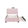 ORRD Pink Twin Upholstered Bed with Trundle, USB & Storage Pocket – Teddy Fabric - 3 of 4
