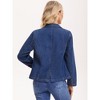 INSPIRE CHIC Women's Notched Lapel Collar Long Sleeve Button Back Slit Fitted Denim Jacket - 4 of 4