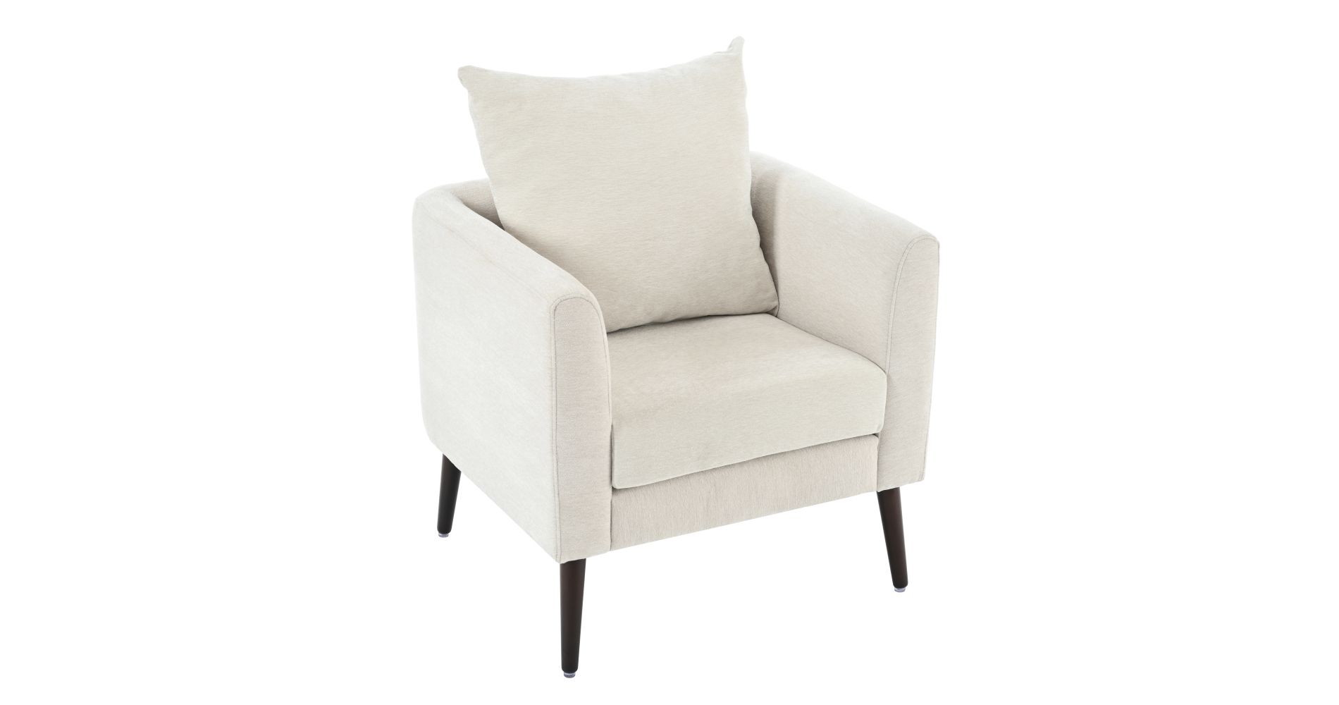 Zeus & Ruta Mid-Century Upholstered Accent Chair with Cushion and Wooden Legs