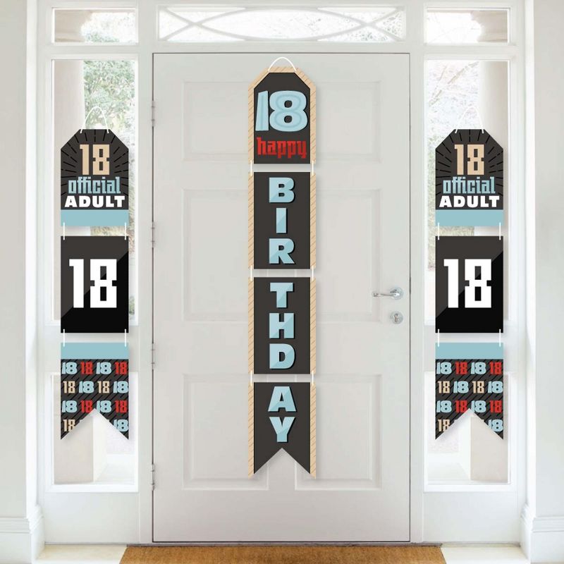 Big Dot of Happiness Boy 18th Birthday - Hanging Vertical Paper Door Banners - Eighteenth Birthday Party Wall Decoration Kit - Indoor Door Decor, 1 of 8