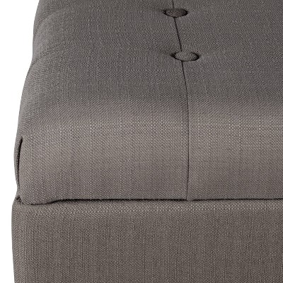 Gray Tufted Fabric Storage Bench with Wood Legs