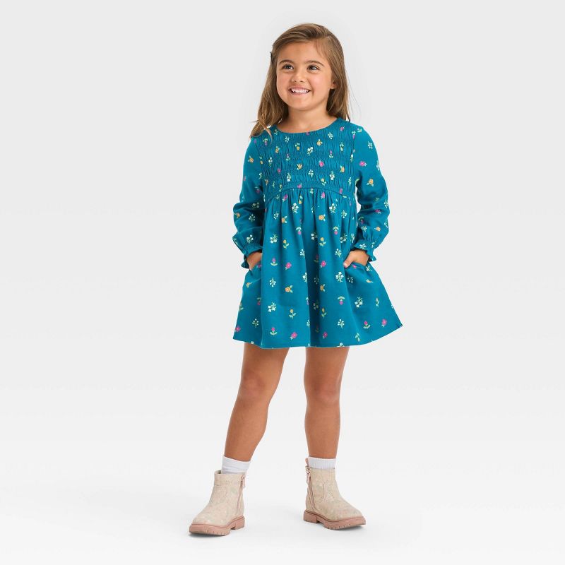 Toddler Girls' Floral Twill Long Sleeve Dress - Cat & Jack™, 1 of 9