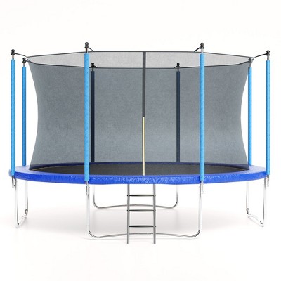 10FT Trampoline, Recreational Trampolines with Enclosure Net and Ladder