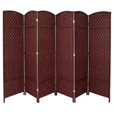 7 ft. Tall Diamond Weave Room Divider - Dark Red (6 Panels)