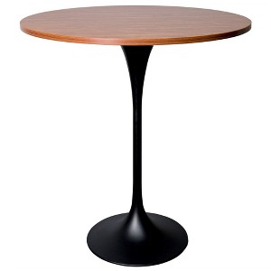 LeisureMod 36" Round Bar Height Dining Table with MDF Top and Black Stainless Steel Pedestal Base Verve Collection - 1 of 4