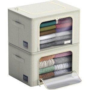 Sorbus 2 Pack Medium Foldable Storage Box - Metal Frame, Oxford Fabric, Large Window & Handles - Organization for Bedroom, Linens & Clothes - 1 of 4