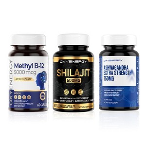 OXYENERGY Methyl B12, Shilajit 500mg & Ashwagandha Bundle - 1 of 1