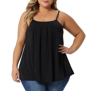 Agnes Orinda Women's Plus Size Adjustable Strap Elegant Basic Pleated Casual Sleeveless Camisoles - 1 of 4