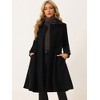 Allegra K Women's Winter Vintage Collared A-Line Double Breasted Long Swing Overcoat - 2 of 4