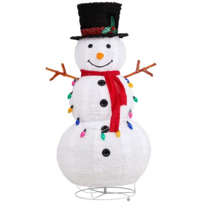 SEVOBAL 4FT Snowman Christmas Yard Decorations, Pull Up Snowman for Xmas Outdoor Holiday Indoor Decor Holiday Displays, White, 27.5"*23.6"*47.24"
