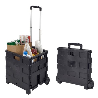 Black Collapsible Utility Cart with Extendable Handle