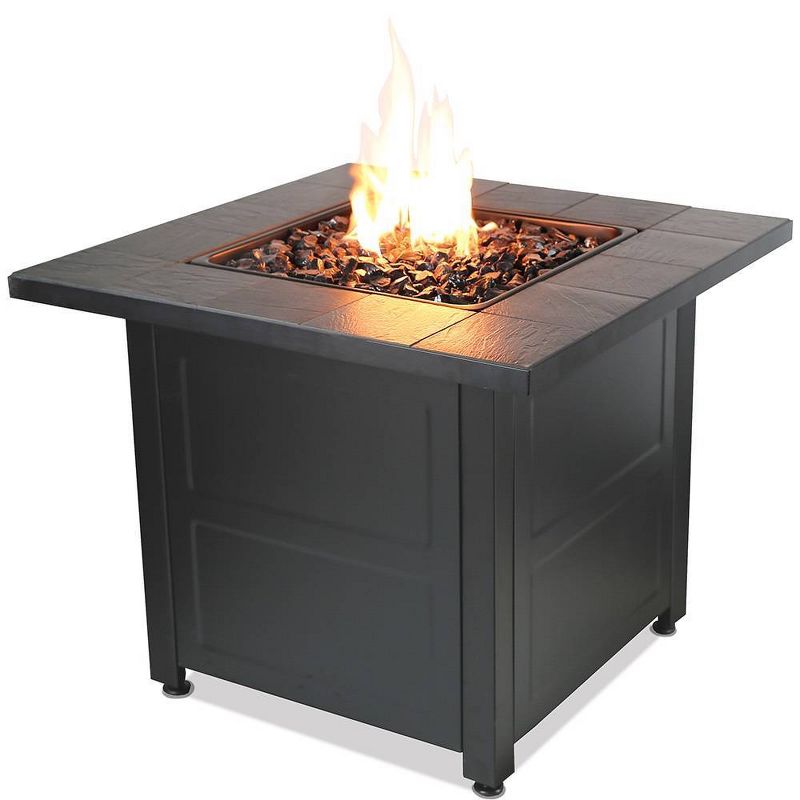 Endless Summer 30&#34; Square Outdoor LP Gas Fire Pit with Stamped Tile Design Black, 2 of 4