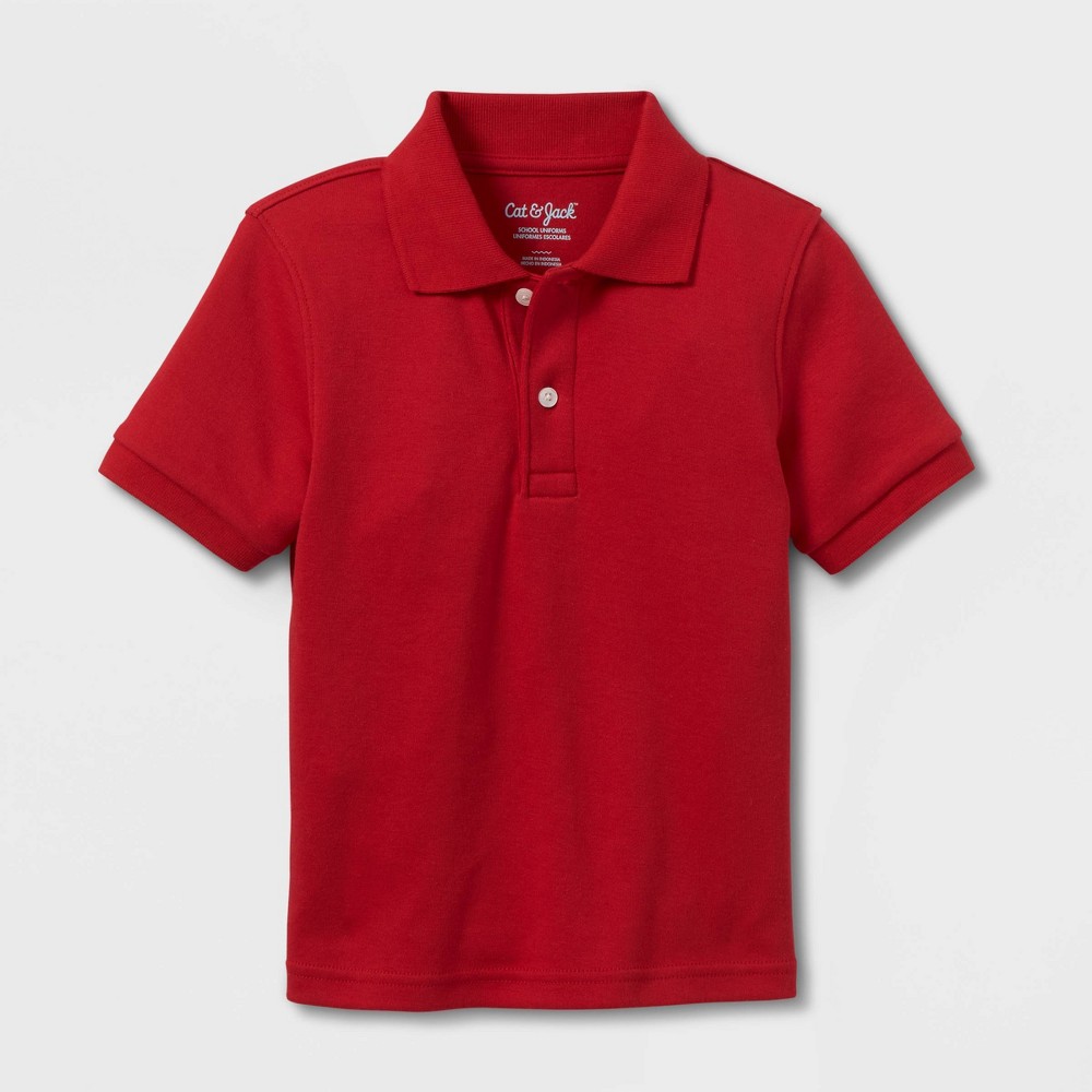 Toddler Boys' Short Sleeve Interlock Uniform Polo Shirt - Cat & Jack™ Red 2T