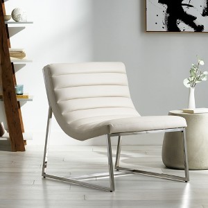27'' Leather Curved Back Occasional Chair with Chrome-Finished Steel Legs - 1 of 4